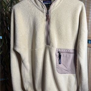 Patagonia Women's Zip-Up Sweater in Cream and Tan